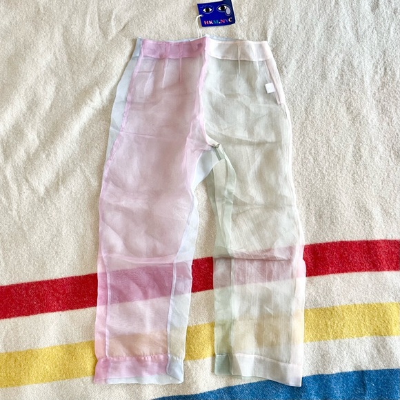 NWT Hannah Kristina Metz multicolor sheer silk organza pants